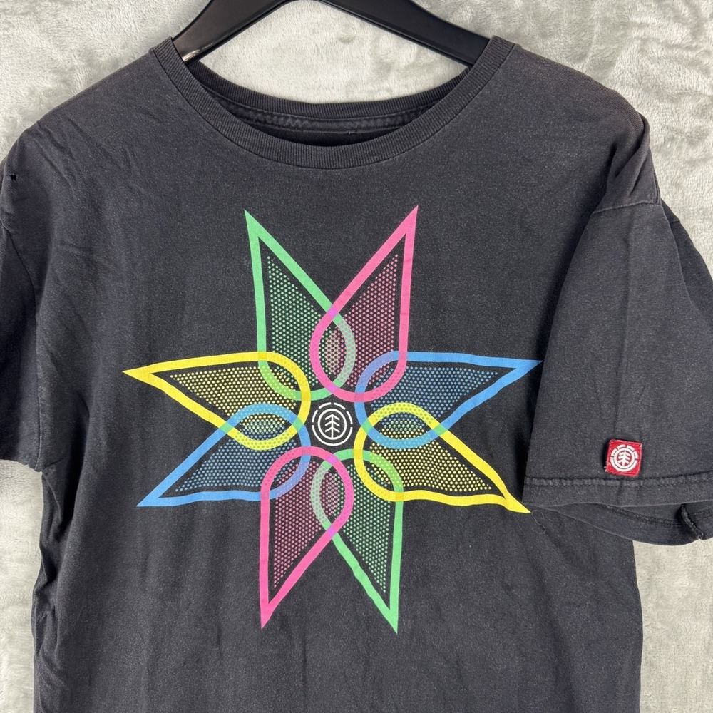 Vintage Element Skateboarding T-Shirt Men's Small Skater Y2K Multi-Color Logo
